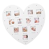 ibasenice 1Stk Dekorative Lichter Fußabdruck rahmen Eltern Monate Babybrett Herz LED geburtsgeschenke babys erstes jahr fotoalbum -Fotoständer Fotohalter für Wachstumsrekorde Acryl Weiß