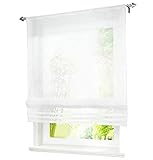 BAILEY JO 1er-Pack Raffrollo mit Tunnelzug Gardinen Transparent Voile Vorhang (BxH 60x155cm, weiß)
