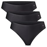 DANISH ENDURANCE Damen Tanga Seamless 3 Pack (Schwarz, Medium)