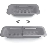 AHA Abflusssieb, ausziehbar, für Gemüse, Obst, Pasta und Geschirrablauf, Grün, 36,2 - 49 x 20 x 7 cm (L x B x H) (grau)