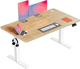 Flamaker Höhenverstellbarer Schreibtisch, Elektrischer Schreibtisch Höhenverstellbar für Steh-Sitz, Computertisch mit Memory-Funktion, Stabiler Tisch Standing Desk, Bürotisch,120 x 60 cm,Beige