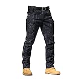 OBiQuzz Arbeitshose Herren Camouflage Lang - Cargohose Wanderhose Baggy Casual Arbeitshosen Männer Outdoor Trekkinghose Militär Taktische-Hosen Mit Multi Taschen Ripstop-Hose Outdoorhose