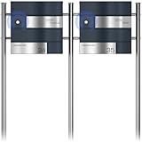 Graviers Design Moderner Doppelbriefkasten mit Funkklingel Briefkastenständer - Edelstahl Schilder personalisiert - Anthrazit RAL 7016 Standbriefkasten mit Schloss Design 1