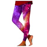 Yogahose für Damen, hohe Taille, Trainingsanzug, Fitnessstudio, Jogginghose, Kostüm, bunte Leggings, ausgefallenes Kostüm, Glitzer, 3D-Druck, Kostüm für Damen, 1 x zierliche Yogahose, rot, M