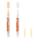Nurila 2 Stück Fugenstift Weiß Beige, Fugenstift für Restaurierung wird mit Ersatzstiftspitze geliefert, Fugenweiss Bad Wasserfest, Fliesen Reparatur Stift für Fliesen, Wände, Badezimmerböden, Küchen