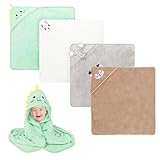 Nzkeuf 4 Stück Kapuzenhandtuch Baby, 80 x 80 cm Baby Handtuch Kapuze, Weich & Super Saugfähig, Niedliches Babyhandtuch mit Kapuze für Kleinkinder Neugeborene