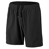 Herren Sport Shorts Schnell Trocknend Kurze Hosen mit Reißverschlusstaschen (Schwarz M)