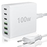 FINIBO USB C Ladegerät Mehrfach: 100W 6-Port Schnellladegerät mit USB-C und USB-A, Tragbarer Netzteil für ipad and Smartphones