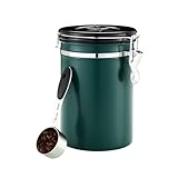 BUCOMTU 1,8 Liter Edelstahl Kaffeedose Luftdicht mit Datumsanzeige und Edelstahlschaufel Kaffeedosen, Kaffeebohnenbehälter für Nüsse Kakao Teeblätter