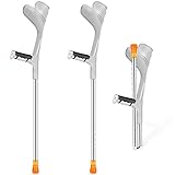 Faltbare Unterarmgehstützen, Erwachsene Gehstützen für Männer/Frauen, Ergonomische U-förmige Ellenbogenstütze, 10-Fach Höhenverstellbar (Color : Silver, Size : 1 Pair)