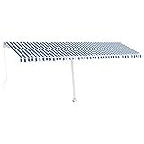SKM Standmarkise Manuell Einzieh 600x350 cm Blau/Weiß,Heim & Garten,Rasen & Garten,Garten & Balkon,Markisen,Blau,83.74 kg,3069676