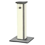 PawHut Kratzstamm, 81cm Kratzsäule, Sisal-Katzenkratzbaum mit Spielball, Kratzbaum für Katzen, Kratzmöbel für Katzen bis 5 kg, Indoor, Grau, Creme