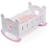 ROBUD Holz Baby Puppe Krippe Baby Puppe Bett Spielzeug für Puppen bis 18 Zoll Puppen Zubehör - mit Pad