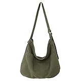 X SIM FITNESSX Unisex Umhängetasche Canvas Tasche Oxford Schultertasche Damen Shopper Tasche Fashion Stofftasche für Alltag/Büro/Schule/Reisen (Dunkel-Grün)