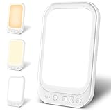 Tageslichtlampe, 3 Farben Tageslichtlampen, Helligkeit kann angepasst werden Lichttherapielampe, Daylight Lamp mit Intelligentes Timing, Sonnenlicht Lampe mit Faltbar Halterung für Hause, Büro