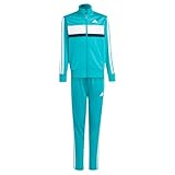 adidas Unisex Kinder SEASONAL ESSENTIALS TIBERIO 3 STRIPES TRICOT TRACKSUIT, Pure Teal/Aurora Ivy/White, 11-12 Years