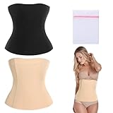 KASURE 2 Stück Zweierpack Damen Waist Trainer Unterbrust Korsett Bauchweg Taillenformer (XL/XXL) Shapewear Damen Bauchweg Schwarz und Hautton Geeignet für Körperformung, Dating, Sport，Abnehmen
