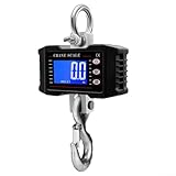 Feegow Digitale Hängewaage, 1500 kg, professionelle, robuste Fischwaage, Gepäckwaage, Hakenwaage mit LCD-Display für Angeldock, Koffer (schwarz)