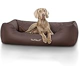 Knuffelwuff Hundebett XXL Kunstleder Hundekorb Hundesofa Hundekissen Hundekörbchen waschbar Milan, 120 x 85cm, braun
