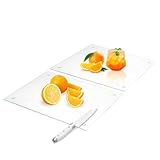 VSAR House Schneidebretter aus gehärtetem Glas für die Küche, 40,6 x 30,5 cm, transparentes Glas, mit rutschfestem Fuß, kratzfest und hitzebeständig, Glasschneidebretter, leicht zu reinigen, 2 Stück