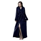 Generisch Morgenmantel Damen Set flauschiger, langer Mantel, Nachthemd, Nachthemd Bademantel Kinder (Navy, L)