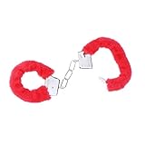 ERINGOGO Plüsch mit Doppeltem Schloss – Verstellbares Fuzzy-Rückhaltespielzeug Flauschige Handgelenk-Handschellen Set für Erwachsene Spielzeug Kostümrequisite für Paare Cosplay (Rot)