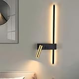 AstrizLamp Wandleuchte Nachttisch Innen LED, Leselampe Wand Mit Schalter Schwarze Wandlampe Indirekte Beleuchtung 350° Verstellbarer 3 Farbtemperatur Strahler für Schlafzimmer Wohnzimmer Flur Rechts