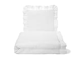 Balbina Musselin - Kinderbettwäsche 100x135 + 40x60 cm I 2-teiliges Set Babydecke und Kissen, 100% Baumwoll-Musselin, Schlafdecke mit dicker antiallergischer Füllung für Winter atmungsaktiv - Weiß 100