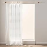 Douceur d'Intérieur, Ösenvorhang aus Holz (140 x 240 cm) Dalton, Weiß, Leinenoptik, Chenillefäden