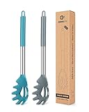 BUNDLEPRO 2er Silikon Spaghettilöffel Set, Hitzebeständiger Nudellöffel Server für Küche, BPA freie Spaghettisieb, Beste Kochutensilien