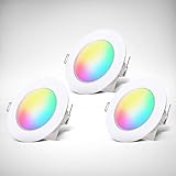 B.K.Licht - 3er Set LED Bad Einbaustrahler 230V mit Fernbedienung, buntes RGB Licht, Lochmass 70mm, LED Spot, Deckenspots, LED Spots, Einbauleuchten, Einbauspots LED, Badezimmer, 92x45 mm, Weiß