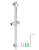 QWORK® 66cm Duschstange mit Flexibler Duschkopfhalterung - Edelstahl SUS 304 - Gebürstetes Finish - Verstellbare Montagesockel