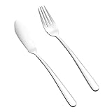 DIYEAH Edelstahl Fischbesteck Fischmesser Fischgabel Gebürstet Poliert Ergonomisch für Zuhause und Restaurant Moderne Westliche