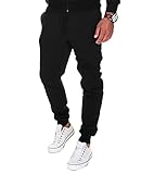 MERISH Jogginghose Herren Jogger Männer Baumwolle Jungen Slim Fit 211, Schwarz, L