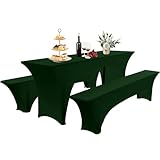Elastisch Biertischhussen Bierbank-Auflage & Tischdecke Für 50 cm or 70 cm Table Width 3 TLG-Set Breite Bierzeltgarnitur Stretch Hussen Für Festzeltgarnituren Bierbank Hussen (Grün -3,70 cm)