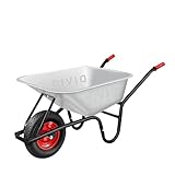 DIVID® Schubkarre 250Kg | Luftreifen mit Stahlfelgen | Schiebkarre | Bauschubkarre | Gartenschubkarre | Transportkarre mit robustem Stahlrahmen (Silber)