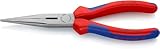 Knipex Flachrundzange mit Schneide (Storchschnabelzange) schwarz atramentiert, mit Mehrkomponenten-Hüllen 200 mm 26 12 200