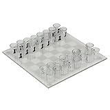 Klares Schnapsglas-Schachspiel, 10 x 10 Zoll großes Glasschachbrett mit 32 Bechern, Trinkschnaps-Set, lustige Sets für Erwachsene, Kinderbrett