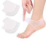 VivoFoot 2 Paar Gel Fersenpolster, Fersenschutz Silikon Pads, Ferse Socken für Fersensporn Plantarfasziitis, Fersenschmerzen, Trockene Rissige Ferse für Männer und Frauen