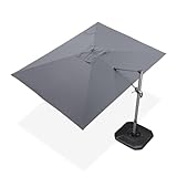 PURPLE LEAF Ampelschirm Rechteckig Sonnenschirm Groß 270 x 350 cm 360-Grad Drehbar mit Fußpedal und Kreuzsockel für Terrasse, Balkon Sonnenschutz, Grau
