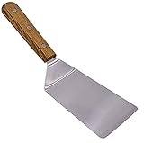 Edelstahl Pfannenwender Schaber mit Holzgriffen Kochspatel Grillschaber Grillzubehör für Grill und Flache Grillplatte - 27 x 8,6 cm (Zufällige Farbe)