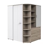 Wimex 399544 Joker Begehbarer Eckschrank mit Falttüren, Holzdekor, san remo-eiche/weiß, 148 x 124 x 198 cm