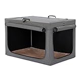 Petsfit Hundebox, tragbare Hundebox für kleine Hunde, weiche Hundebox mit Abnehmbarer Matte und Tasche zur Aufbewahrung, grau, S: 61 cm x 45 cm x 43 cm
