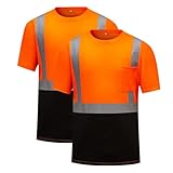 Generisch 1/2/3/4er Pack Tshirt Herren Warnschutz T-Shirt Kurzarm Arbeitsshirt Tops Warnschutzshirt Warnkleidung Zonen Warnshirt Reflektierend Arbeitshemd Hochsichtbares Bahn-T-Shirt Orange L