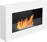 Bio ethanolkamin Box 65x40 cm. Biokamin 650x400 mm Weiß matt, wandkamin EIN kastenförmiger Bio Kamin zum Aufhängen an der Wand. Wängender bioethanol Kamin mit Glas.