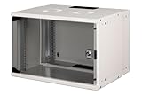 DIGITUS Netzwerkschrank - 19-Zoll Rack 7 HE - Unmontiert - Wandmontage - 400 mm Tiefe - 327 mm Nutztiefe - Traglast 60 kg - Glastür - SOHO Pro-Serie - Grau
