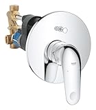 GROHE Swift, Badewannenarmatur Unterputz (Duscharmatur für die Badewanne, Auto-Umstellung Wanne/Brause, integriertes Rücklaufventil, Metallhebel, Mischbatterie mit Einbaukörper), chrom, 24336001