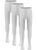 TTAO Baumwolle Strumpfhose für Baby und Mädchen Kinder Strumpfhosen Warme gestrickt Strümpfe Leggings Schule Uniform Ballettstrumpfhose Weiß 128-152