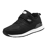 Winter Warme Schneeschuhe für Herren rutschfeste Stoßdämpfende Turnschuhe Mode Schnürschuhe Walking Schuhe mit Atmungsaktiv und Bequem Casual Outdoor Sportschuhe, Schwarz , 39 1/3 EU