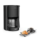 Krups F30908 ProAroma Filterkaffeemaschine mit Glaskanne, 1,25L Füllmenge, 10-15 Tassen, 1050W, Schwarz